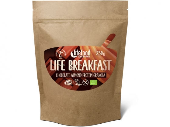 Lifefood LIFE BREAKFAST Granola čokoládová s proteinem a mandlemi BIO RAW 230 g