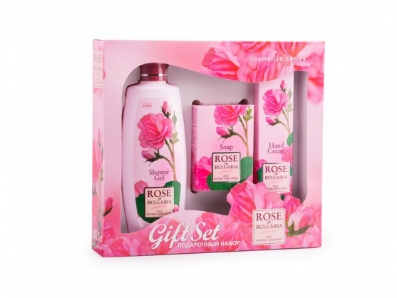 Biofresh Dárkový set Sprchový gel, mýdlo, krém na ruce z růží 480g