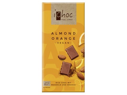 iChoc vegan Čokoláda mandle pomeranč BIO 80 g 