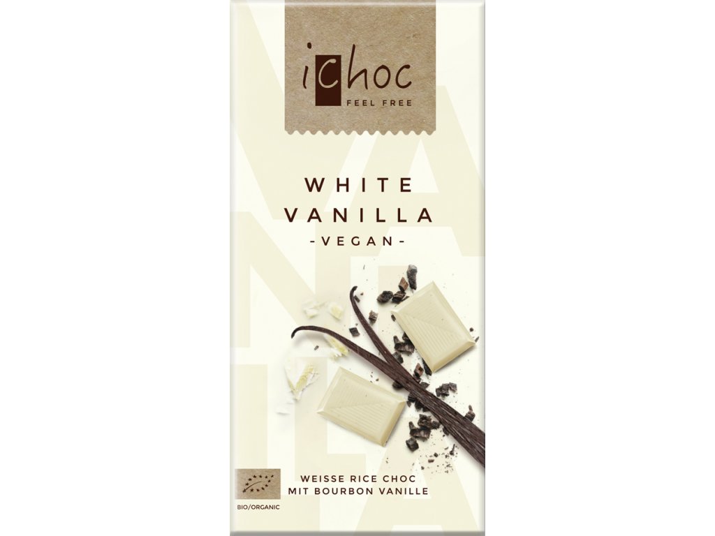 IChoc Vegan čokoláda bílá s vanilkou BIO 80 g