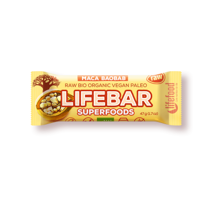 Lifefood Lifebar plus třešňová s macou a baobabem BIO 15x47g