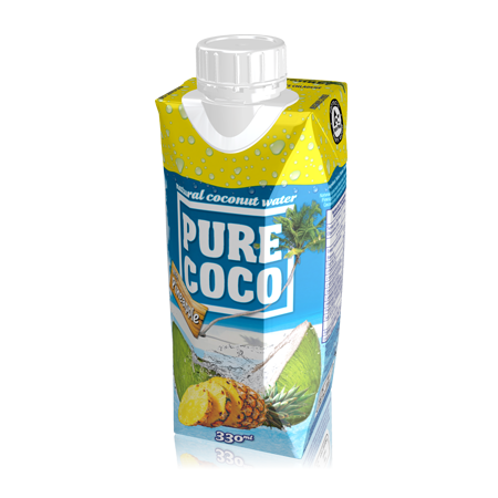 Pure Coco 100% kokosová voda s příchutí ananasu 12x330ml