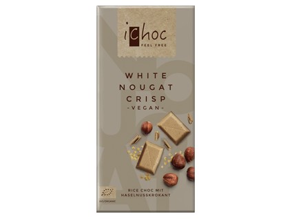ICHOC Vegan čokoláda bílý nugát s oříšky BIO 80 g
