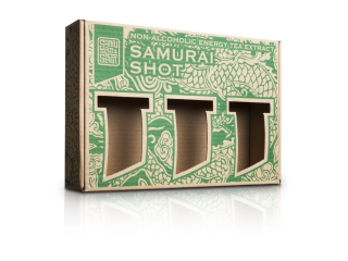 Zelená dárková krabice pro 3 lahve Samurai shot 500 ml